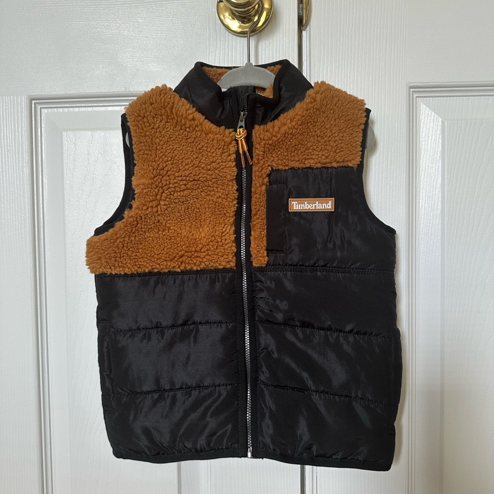 NWOT Timberland Kids' Tan and Black Fleece Vest